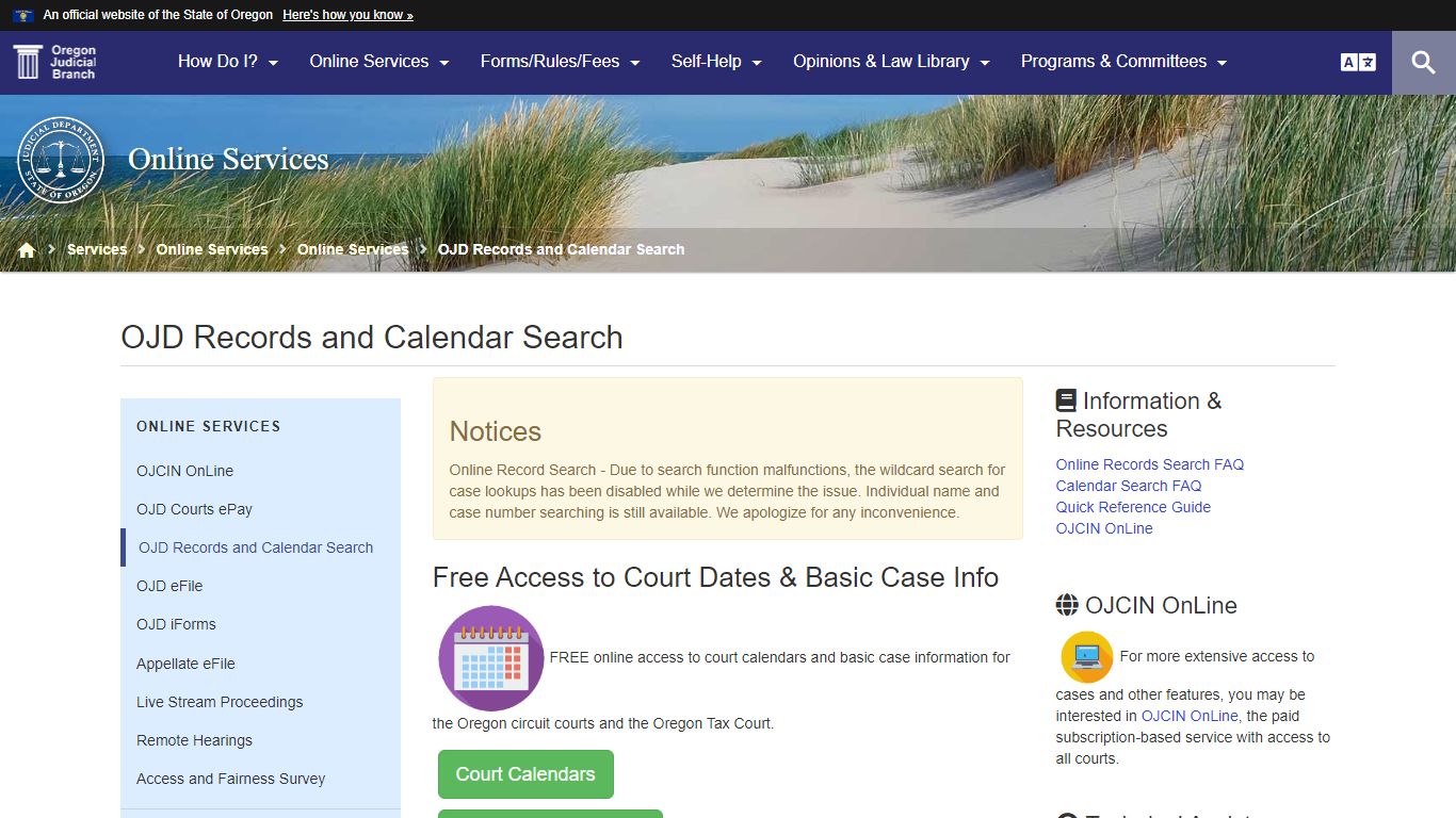 Oregon Judicial Department : OJD Records and Calendar Search : Online ...